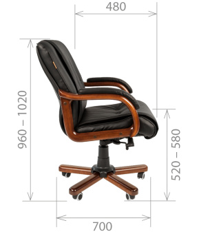 Офисное кресло CHAIRMAN 653M черная натуральная кожа