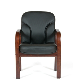 Кресло для посетителей CHAIRMAN 658 натуральная кожа черная