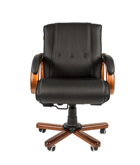 Офисное кресло CHAIRMAN 653M черная натуральная кожа