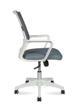 Кресло офисное / Бит LB / белый пластик /  серая сетка / темно серая ткань