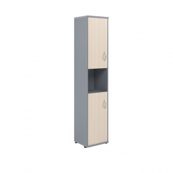 Шкаф колонка с комплектом глухих малых дверей СУ-1.5 Клен/Металлик 406x365x1975