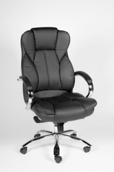 Кресло офисное / Верса / (black) сталь + хром / черная экокожа